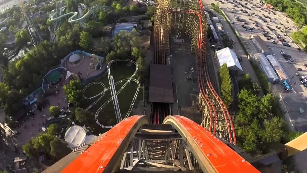 The coaster at the top is Goliath at Six Flags in Valencia. This coaster is also called Goliath, but is at a different dix flags. I've ridden the top one, but not this one. 